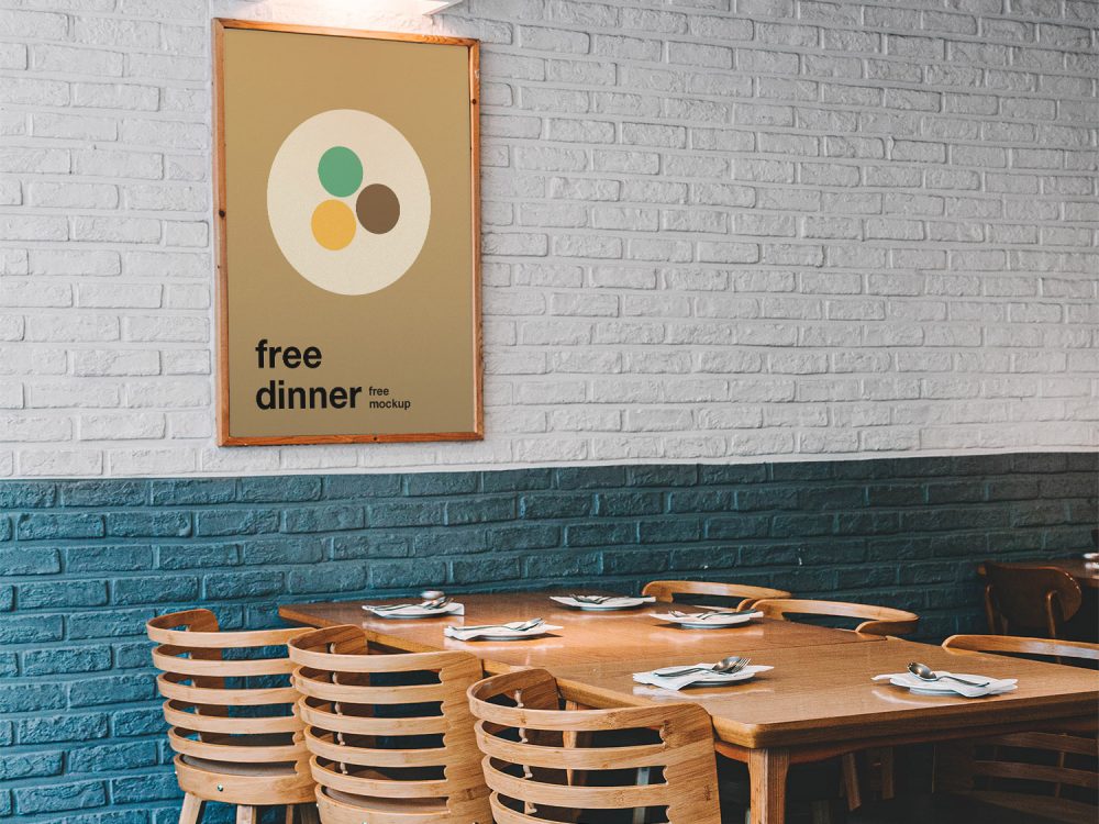 Poster in Restaurant Mockup