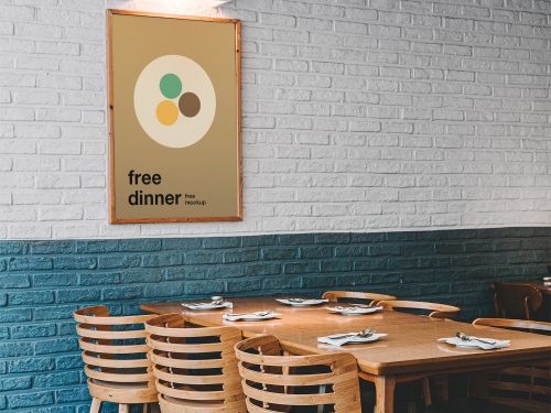 Poster in Restaurant Mockup