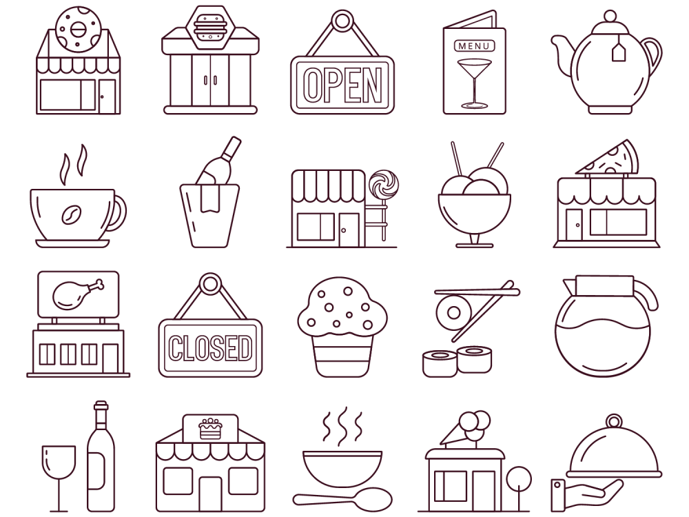 Restaurants and Cafes Vector Free Icon Set 2