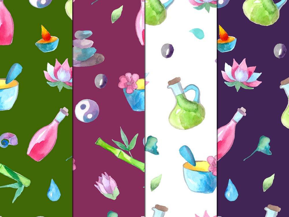 Spa Watercolor Illustration Vector Free Pattern