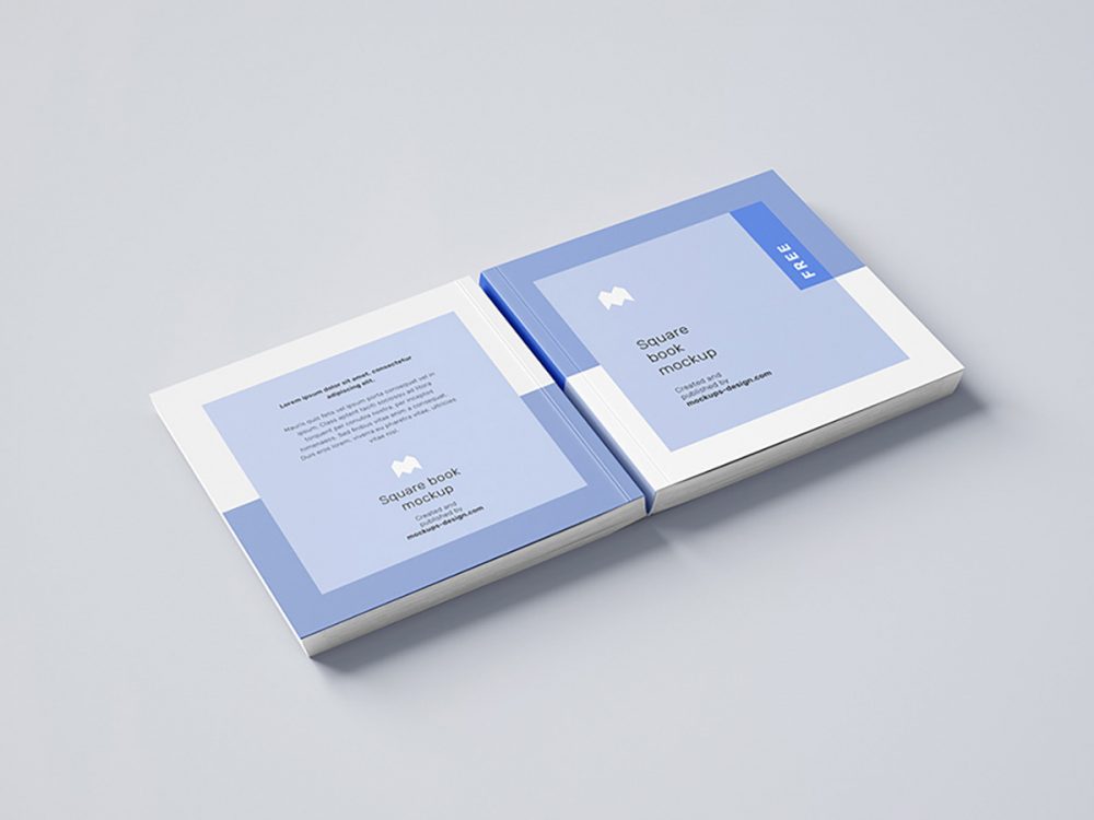 Free Square Book Mockup