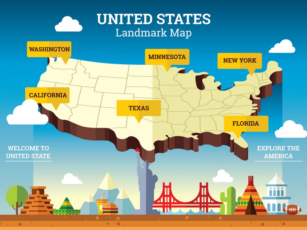 USA Travel Landscape Free Vector Illustration