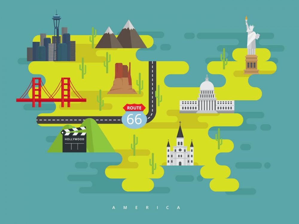 USA Travel Landscape Free Vector Illustration
