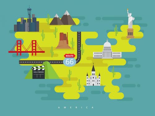 USA Travel Landscape Free Vector Illustration