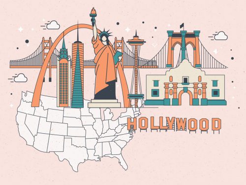 USA Travel Landscape Free Vector Illustration