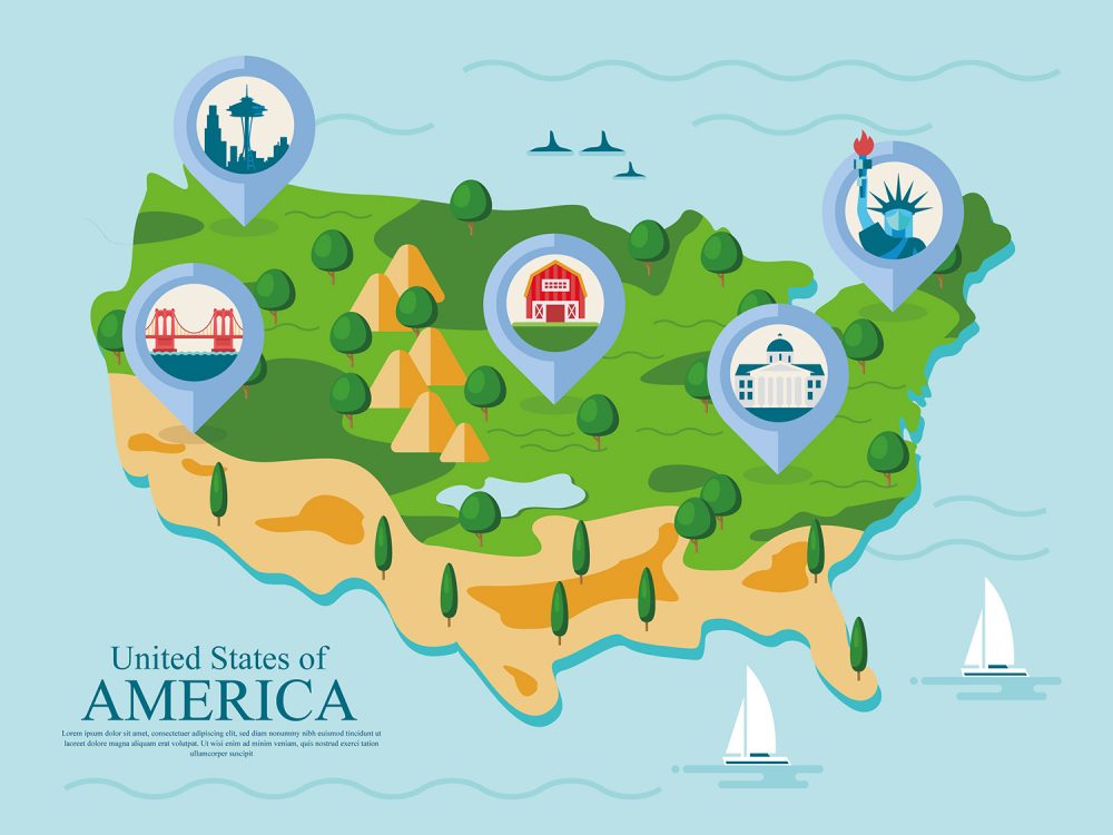 USA Travel Landscape Free Vector Illustration