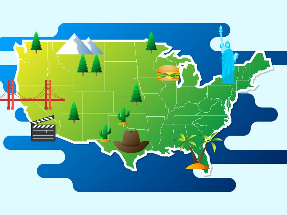 USA Travel Landscape Free Vector Illustration