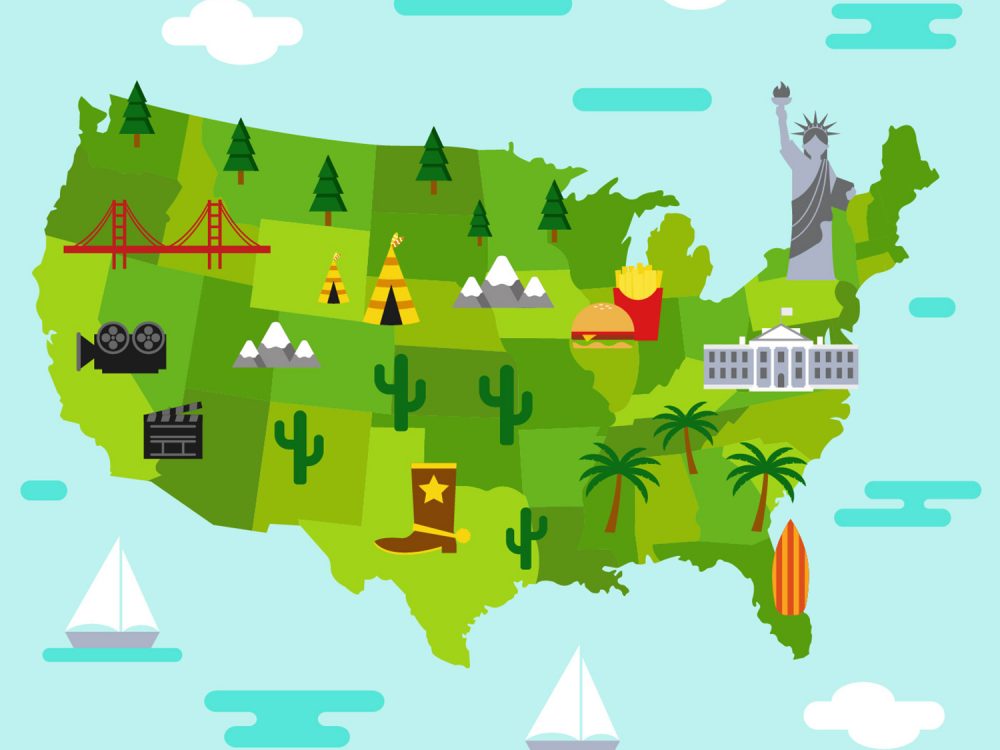 USA Travel Landscape Free Vector Illustration