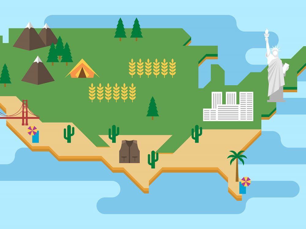 USA Travel Landscape Free Vector Illustration