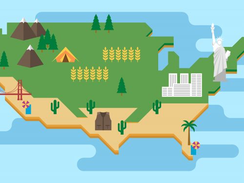 USA Travel Landscape Free Vector Illustration