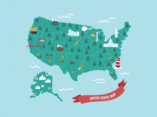 USA Travel Landscape Free Vector Illustration