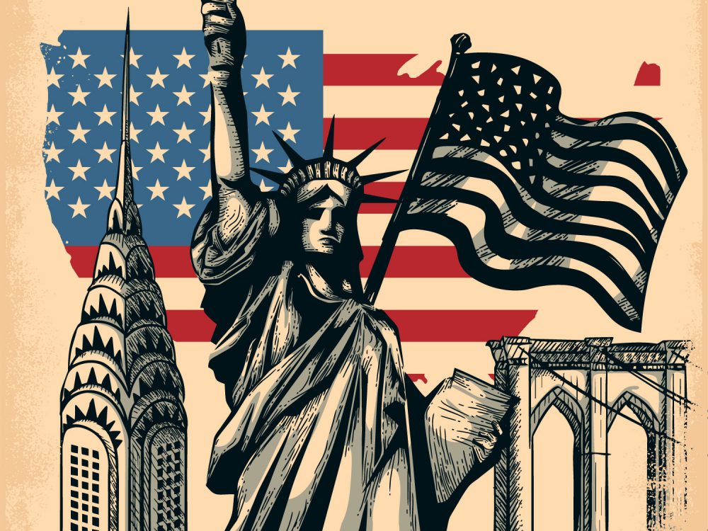 USA Travel Landscape Free Vector Illustration