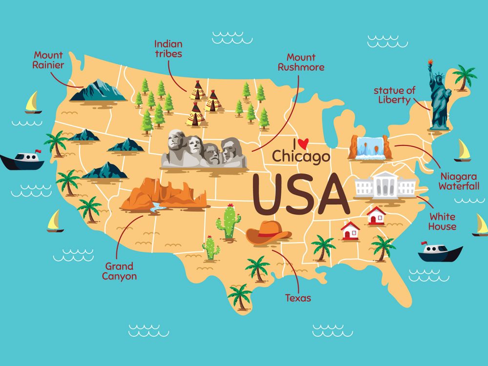 USA Travel Landscape Illustration