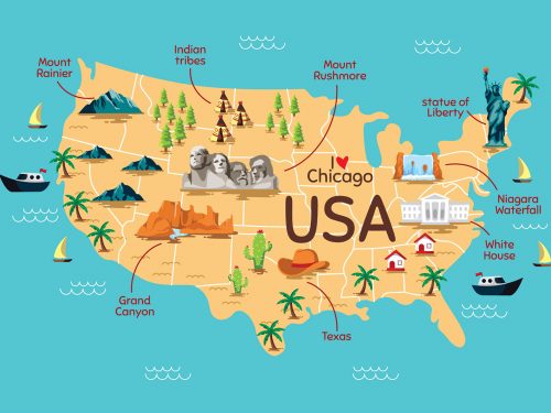 USA Travel Landscape Illustration