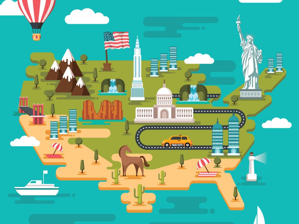 USA Travel Landscape Illustration