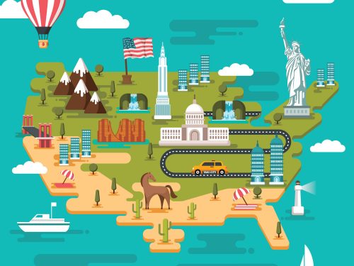 USA Travel Landscape Illustration