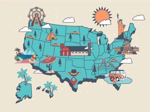 USA Travel Landscape Illustration