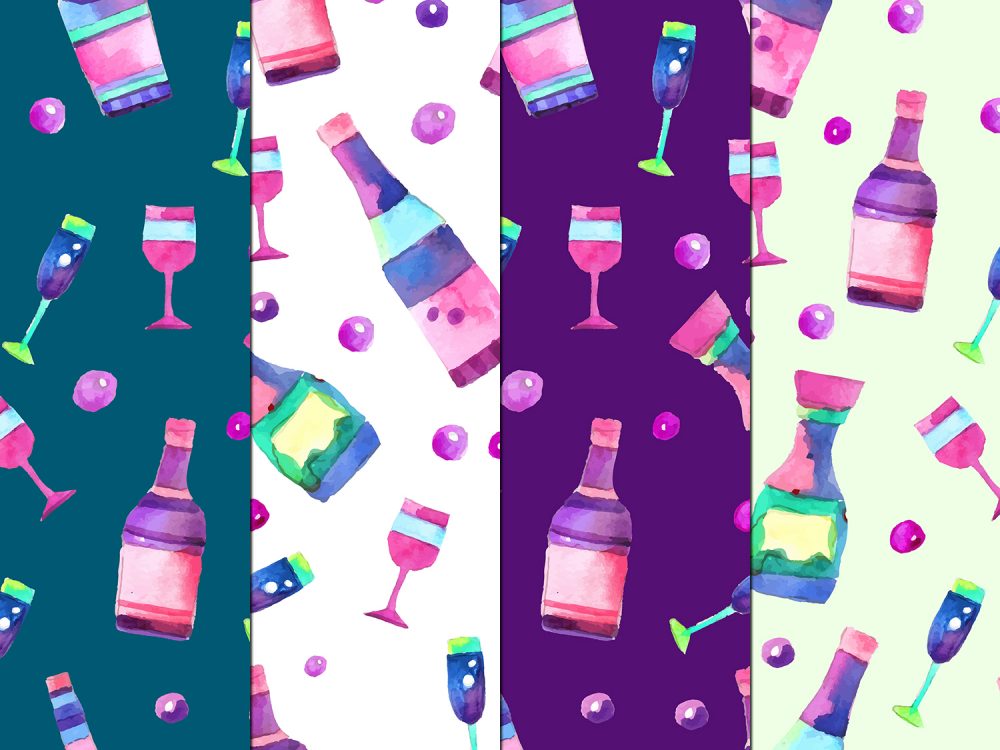 Watercolor Alcohol Illustration Vector Free Pattern