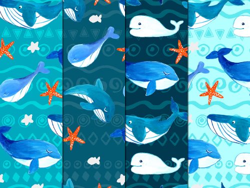 Whales Illustration Vector Free Pattern