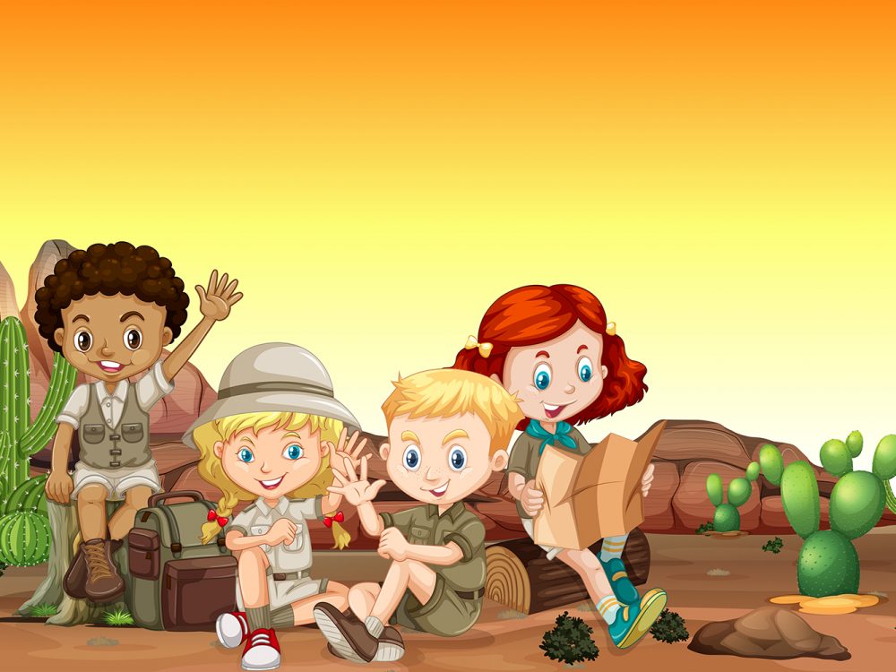 Boy and Girl Scout at Desert Illustration