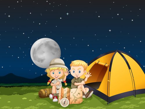 Children Camping at Night