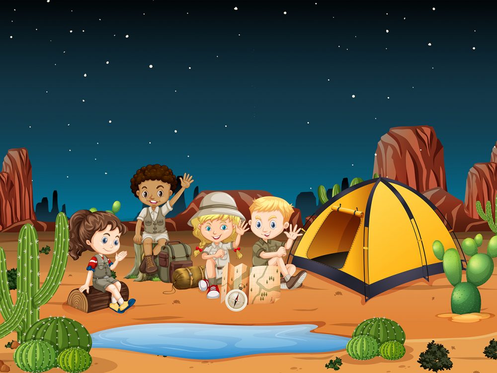 Children Camping in the Desert