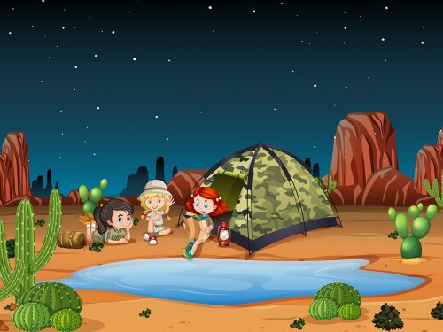 Children Camping in the Desert