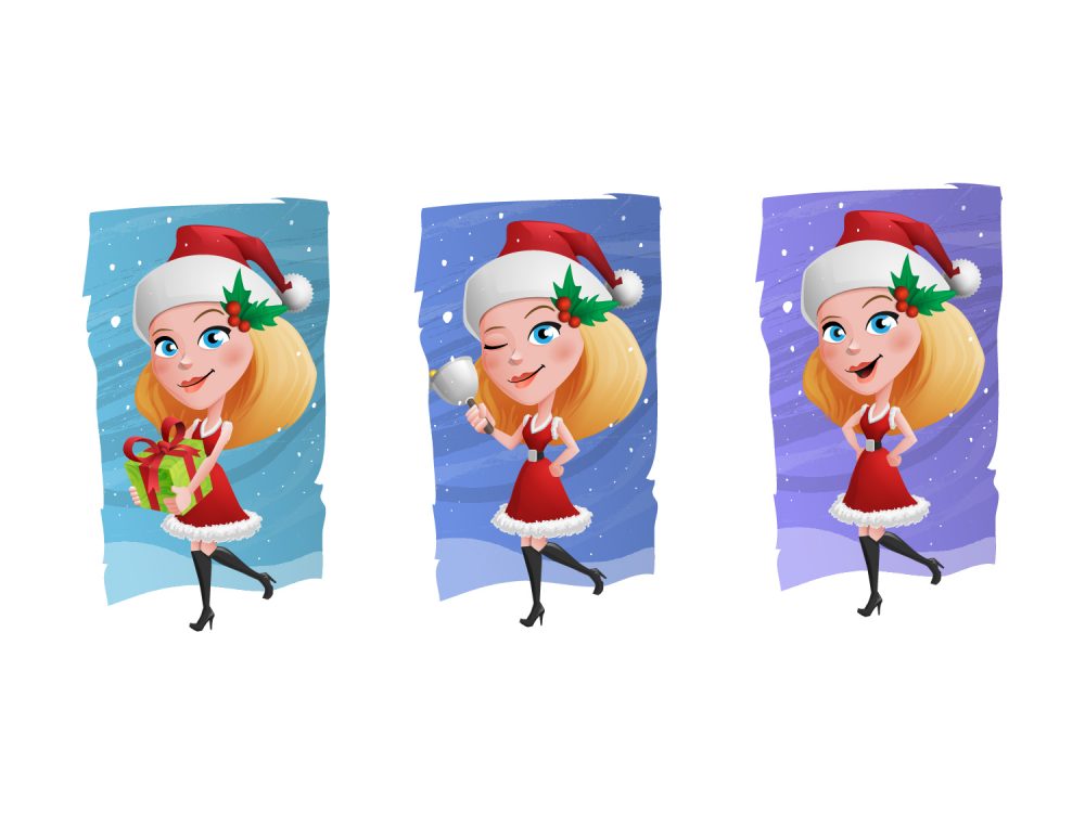Christmas Girl Vector Character Set