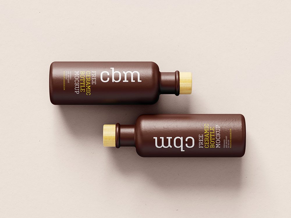 Free Ceramic Bottle Mockup