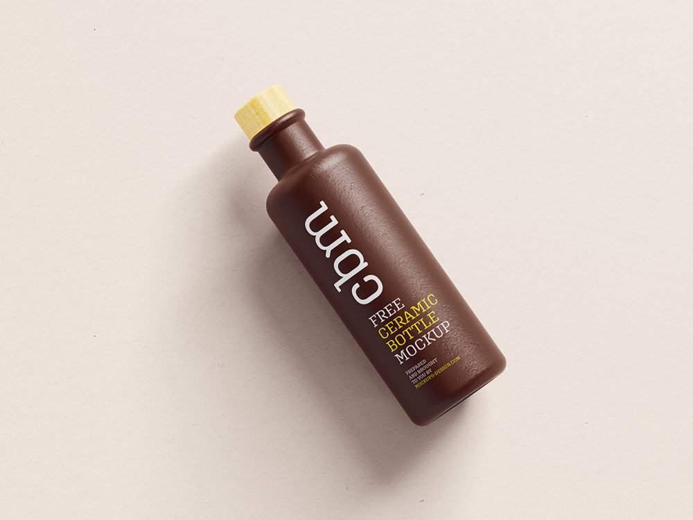 Free Ceramic Bottle Mockup