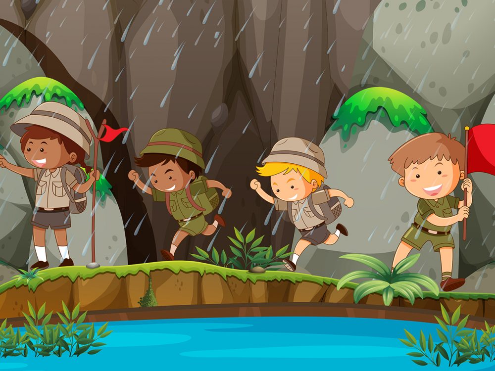 Group of Boy Scout in Nature