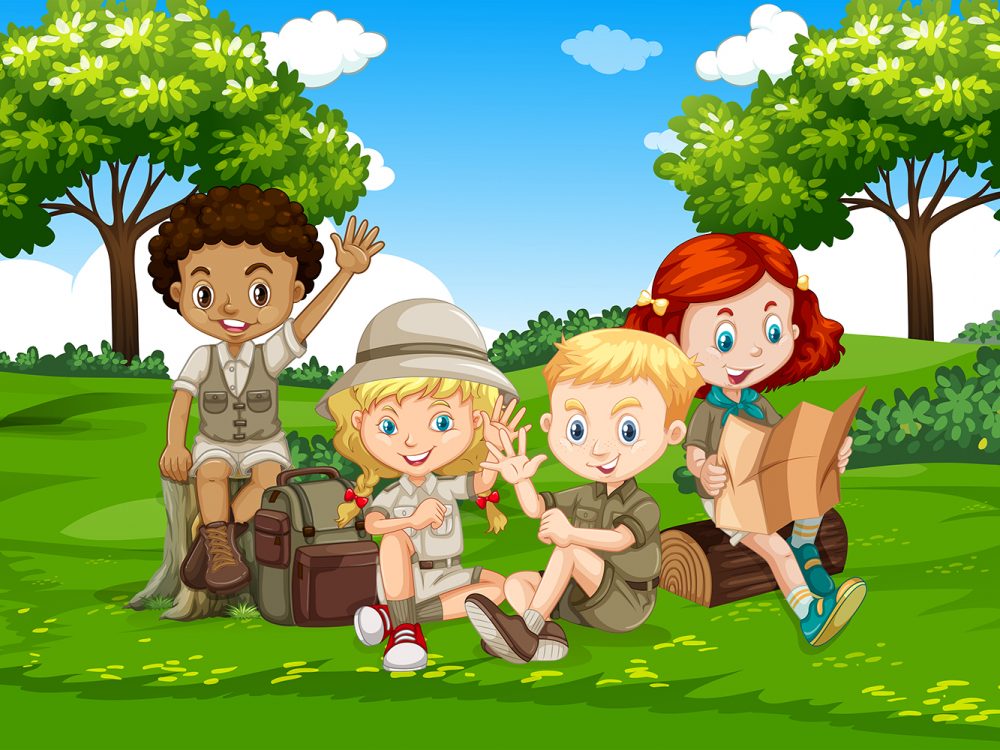 Group of International Camping Illustration