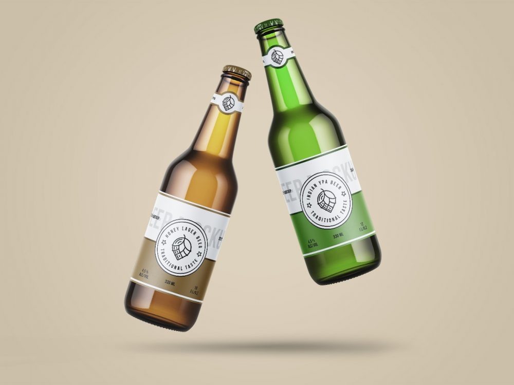 Levitating Beer Bottle Mockup