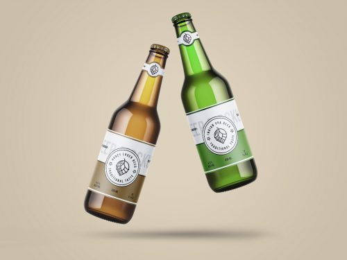 Levitating Beer Bottle Mockup