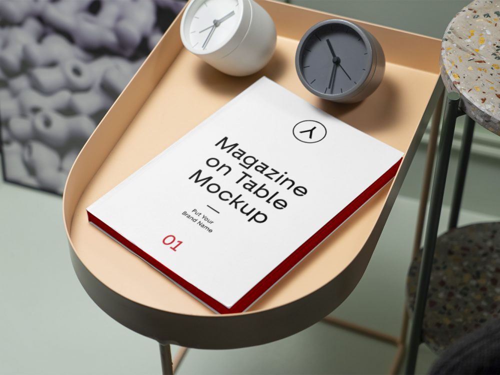 Magazine on Table PSD Mockup