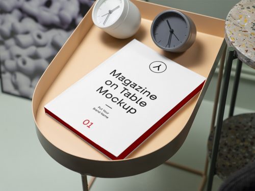 Magazine on Table PSD Mockup