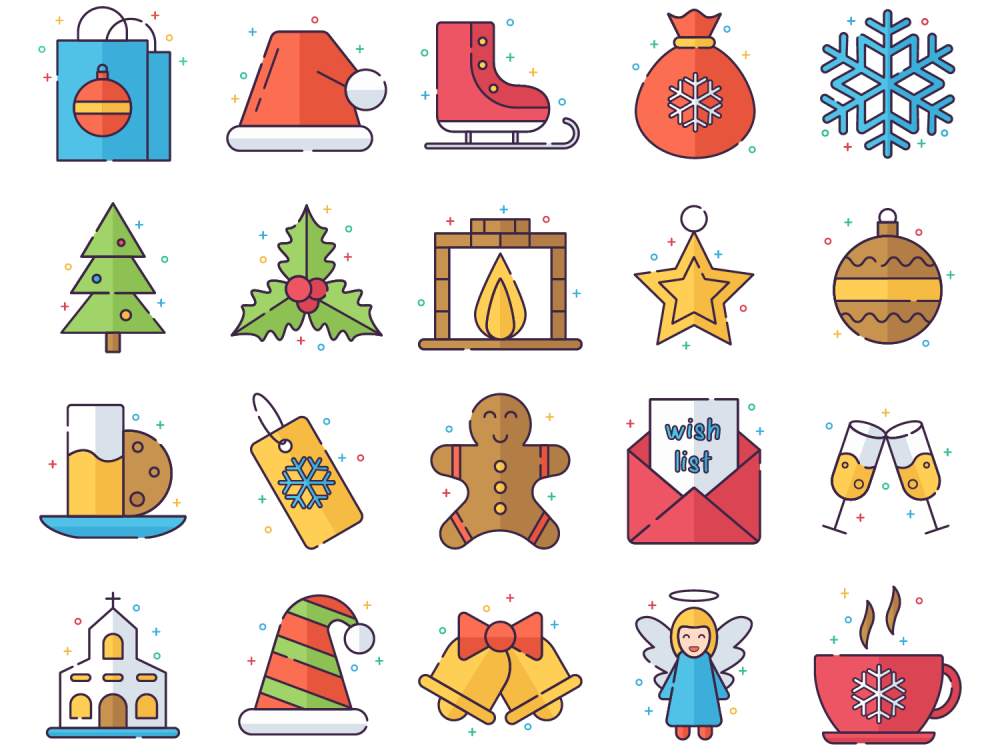 Merry Christmas Vector Free Icon Set