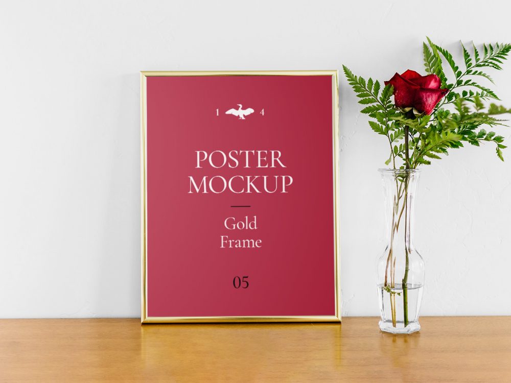 Poster with Gold Frame Mockup