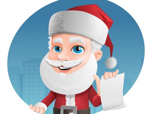 Santa Claus Vector Character Holding a Note