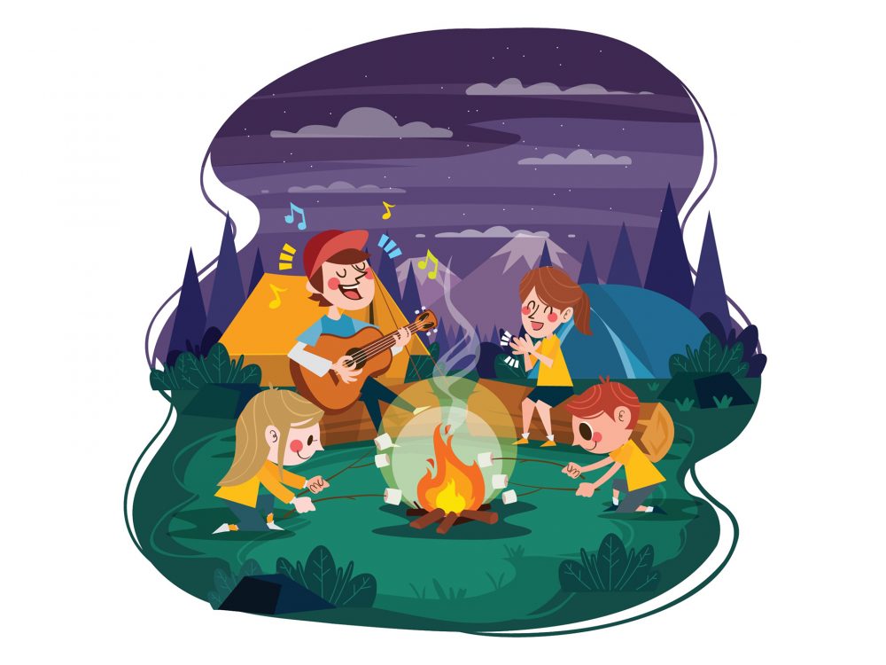 Summer Camp in the Forest Illustration