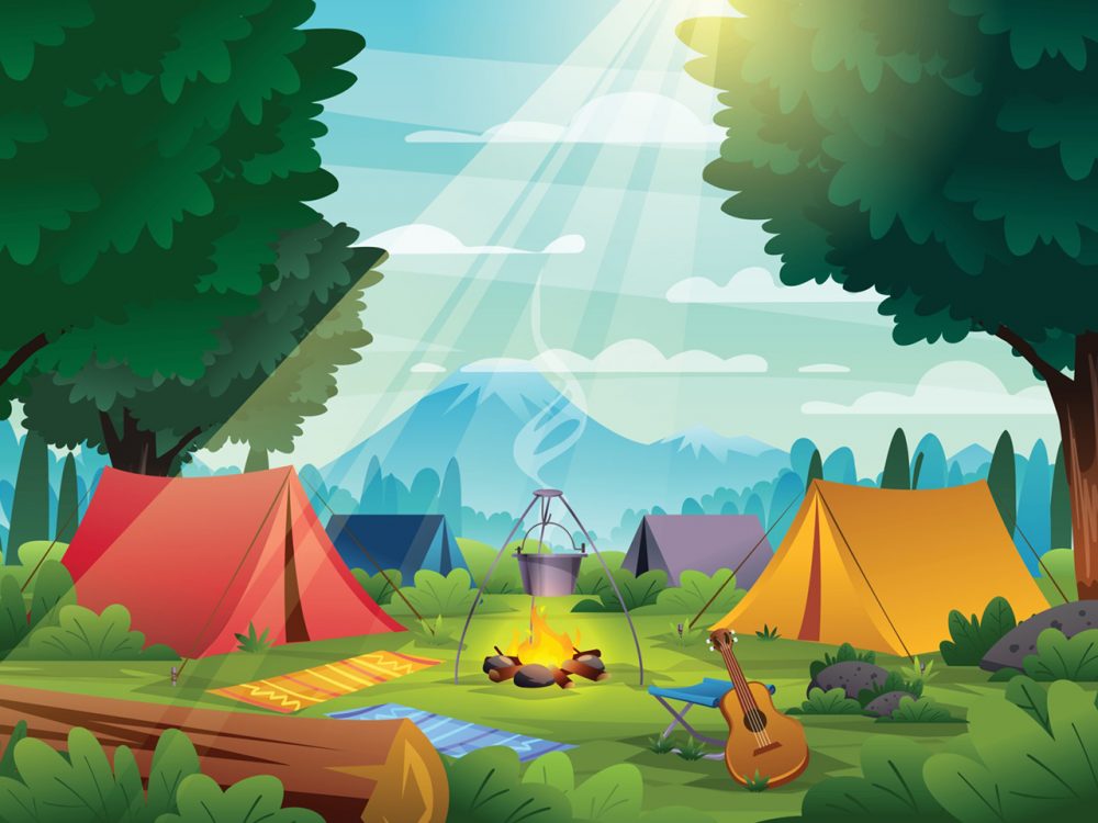 Summer Camp in the Forest Illustration