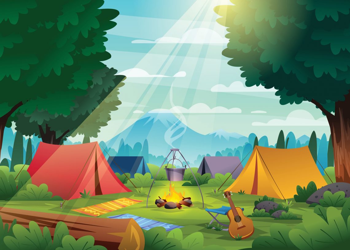 Summer Camp in the Forest Illustration