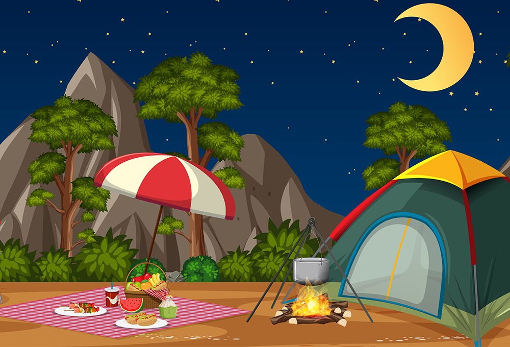 Summer Camp in the Forest Illustration