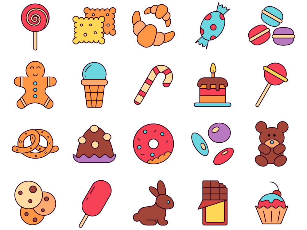 Sweets Vector Free Icon Set