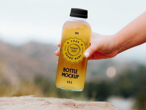 Transparent Bottle Mockup