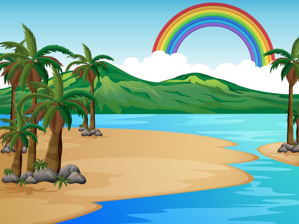 Tropical Island Scene Illustration
