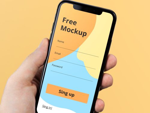 iPhone X in Hand Mockup