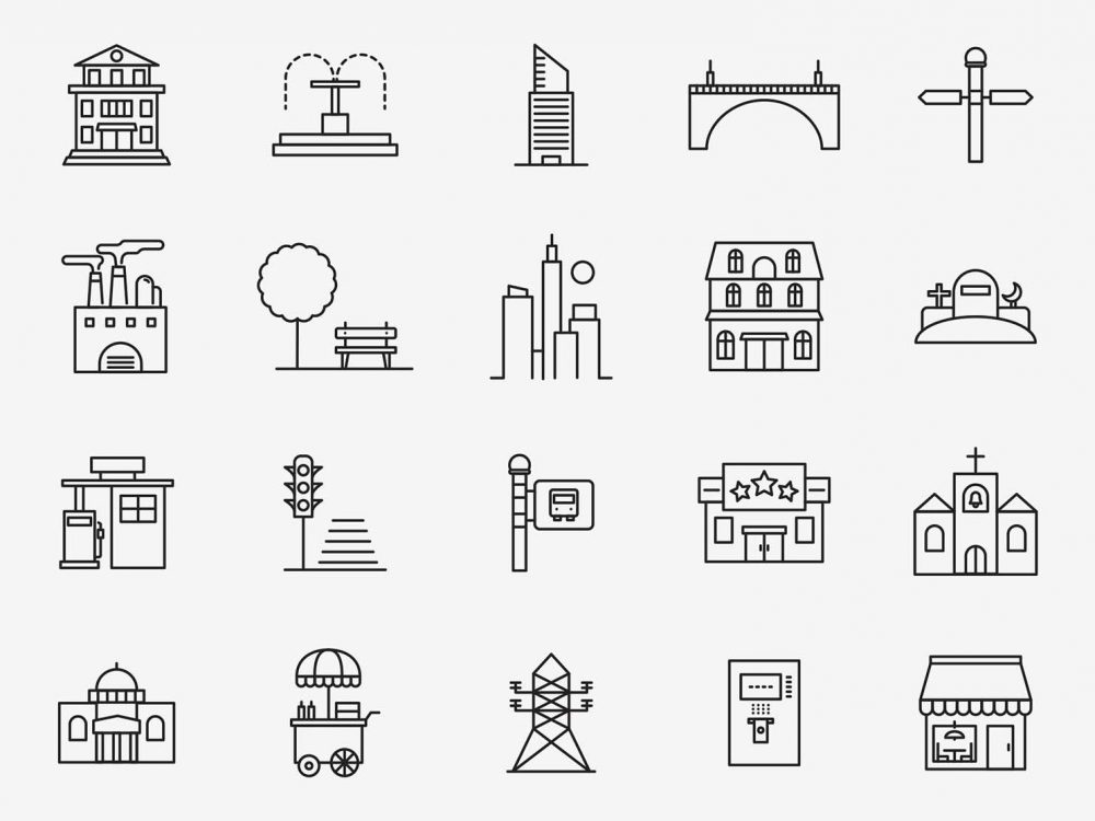 20 Town Vector Icons
