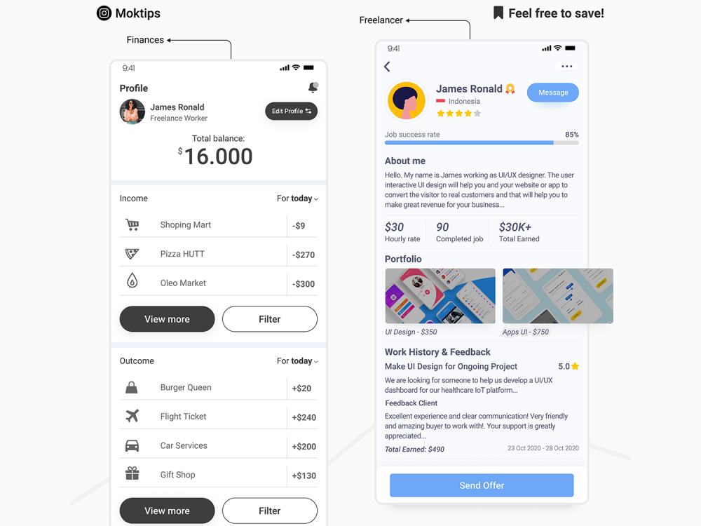 4 Screen User Profile - Free 2