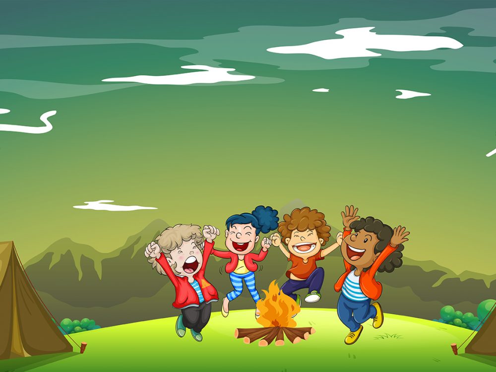 Boy and Girl Scout Camping in Nature Illustration